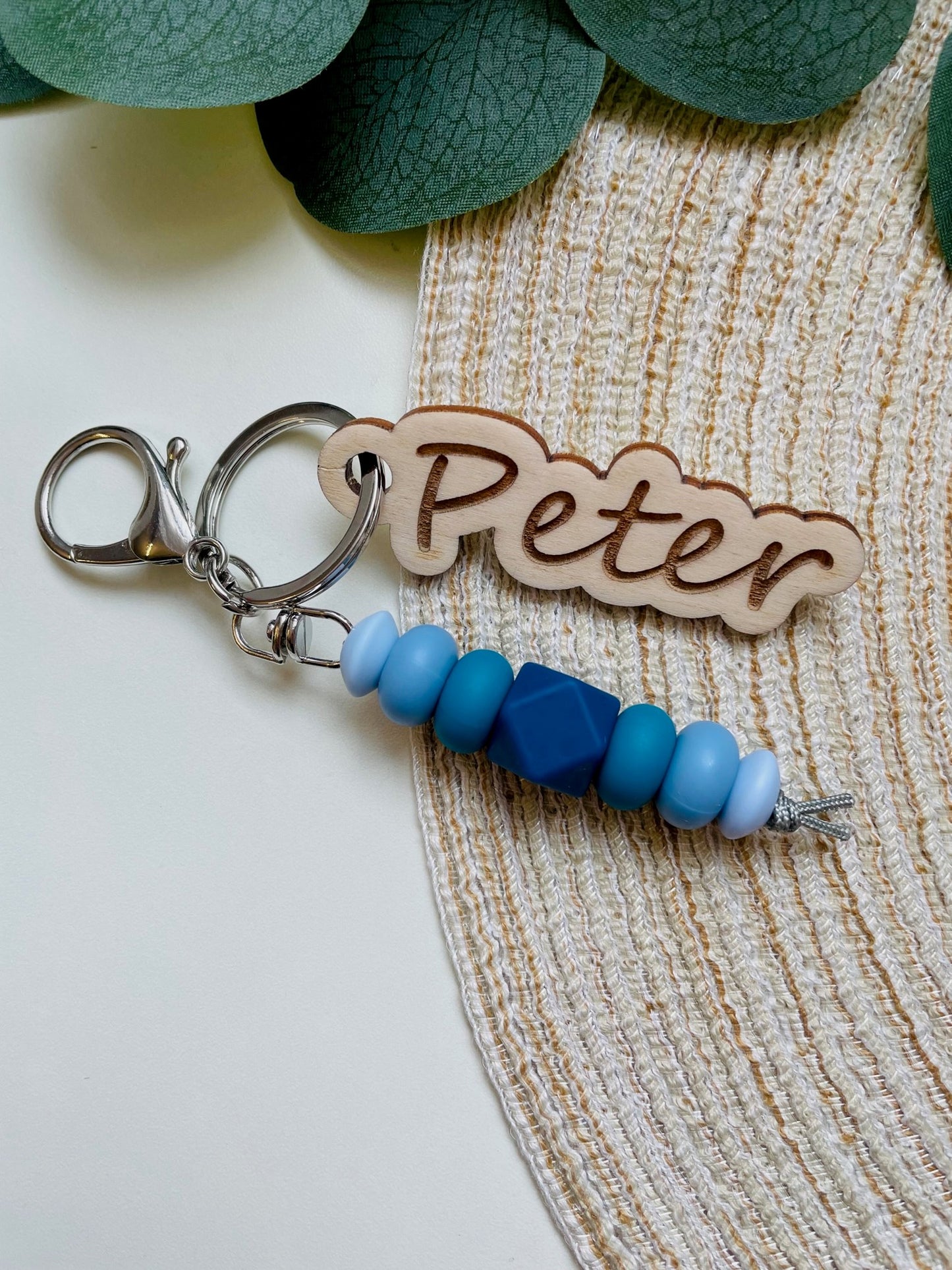 Nametag sleutelhanger donkerblauw - Peter