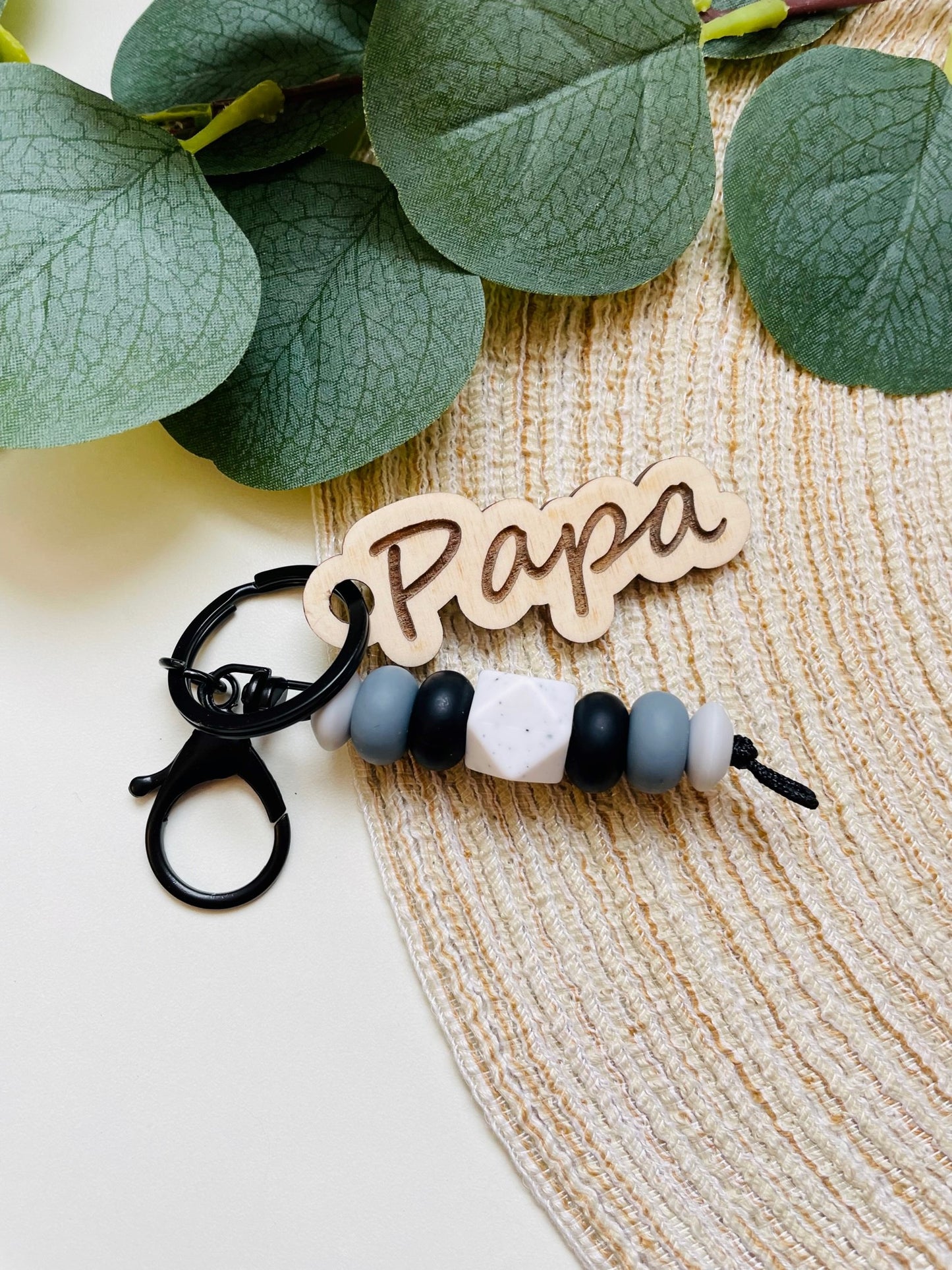 Nametag sleutelhanger zwart-grijs