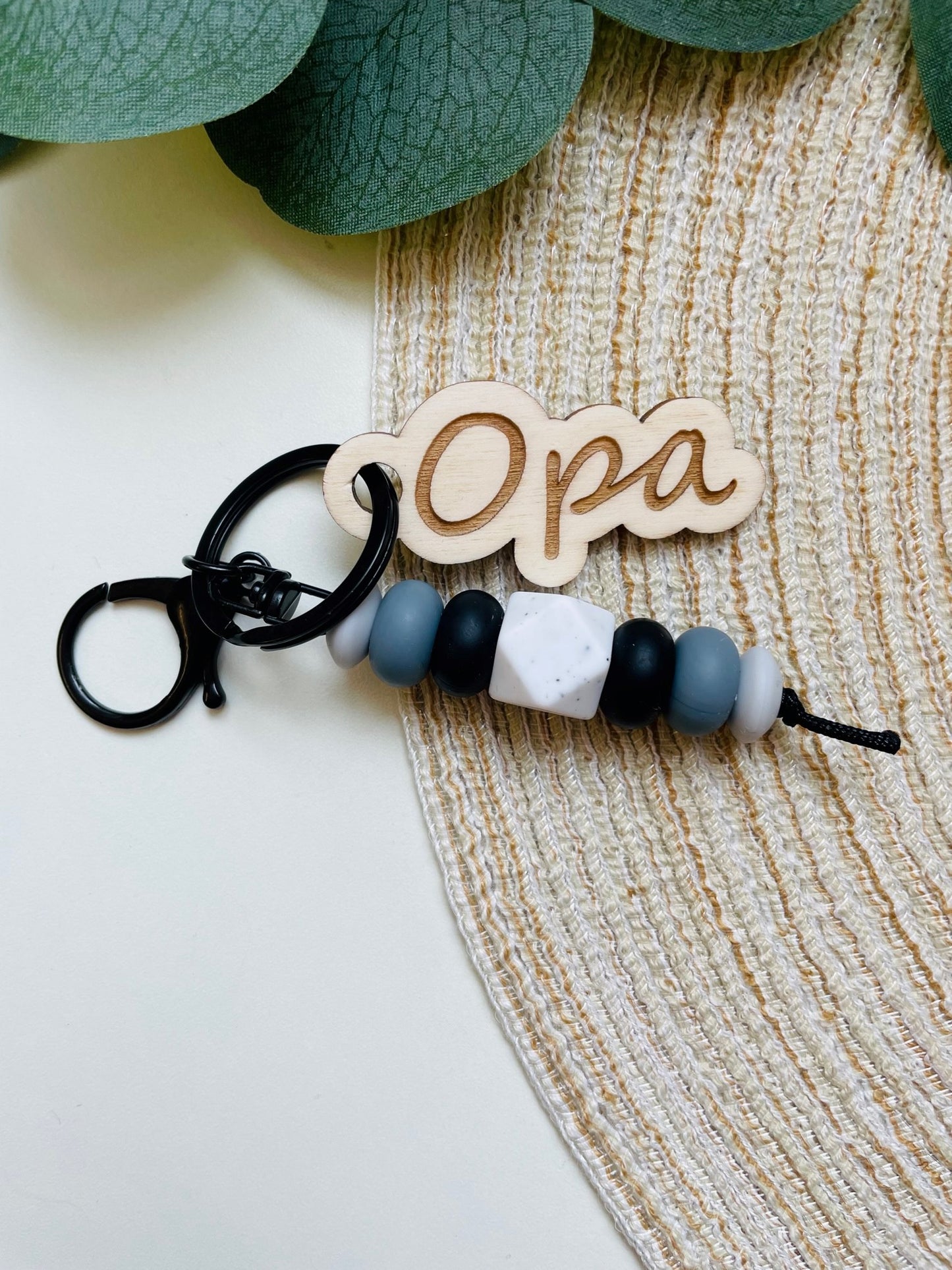 Nametag sleutelhanger zwart-grijs